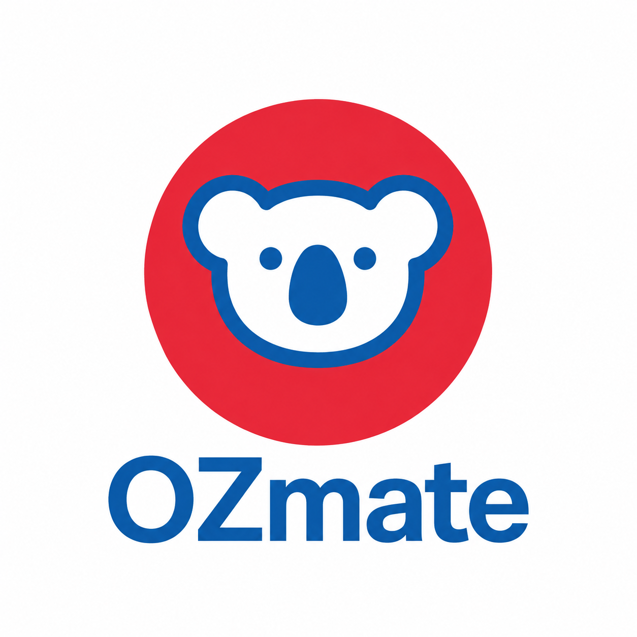 OZmate：赤い円に青いコアラのロゴ